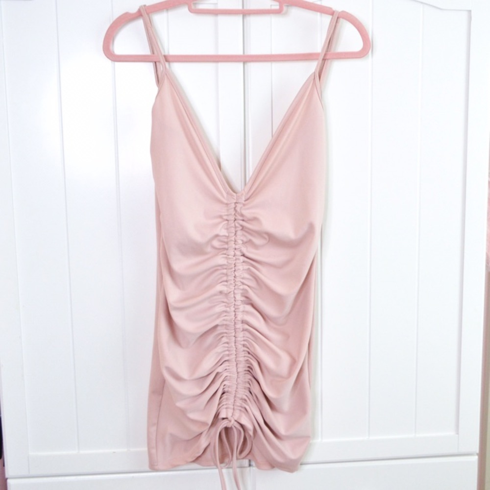 Pink Ruched mini dress